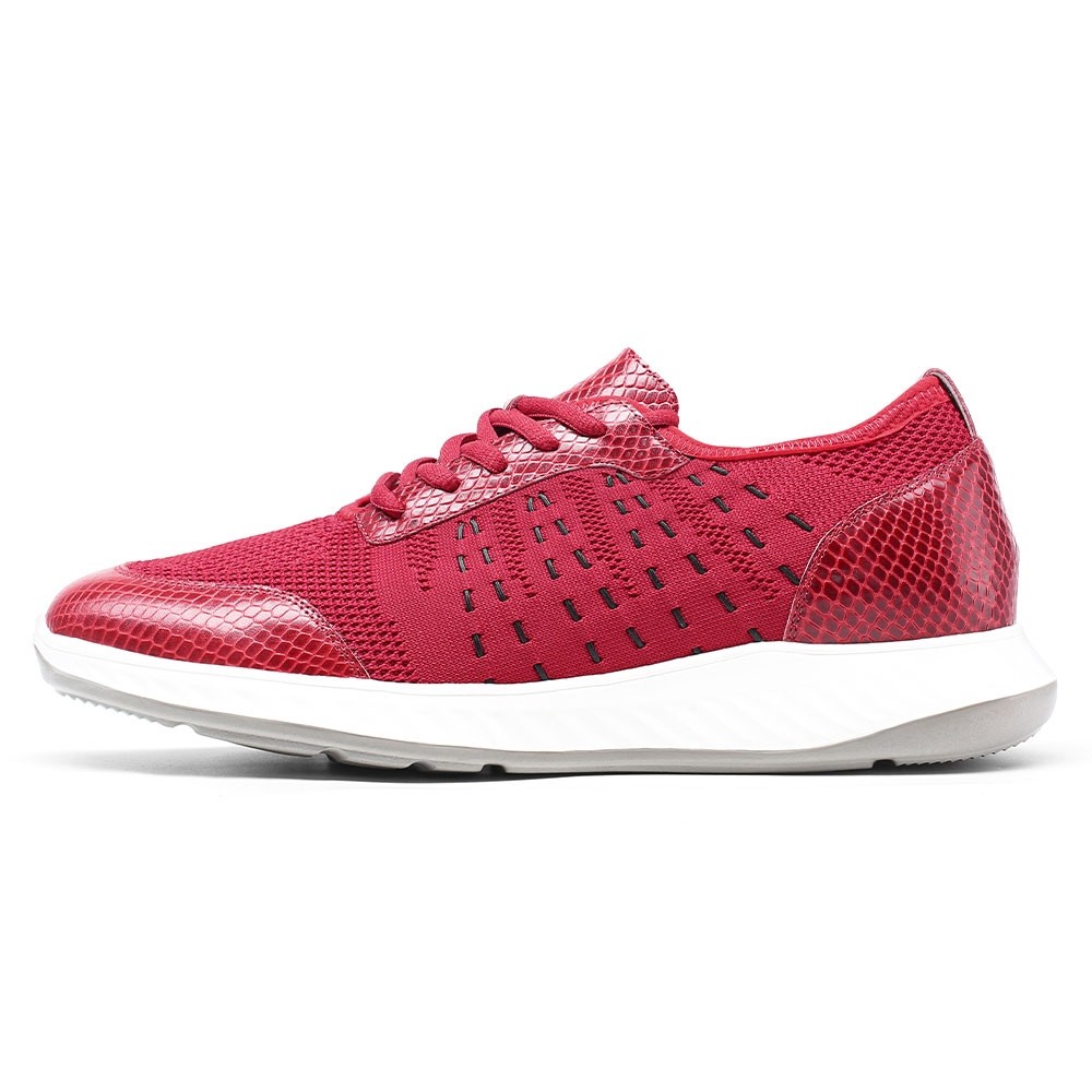 STRIDE Taller Shoes - Sneakers That Make You Taller - Red Knit Sneakers For Men 5 CM / 1.95 Inches