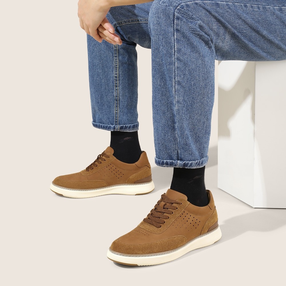 STRIDE Elevator Sneakers - Brown Casual Mens Sneakers That Make You Taller 6CM / 2.36 Inches
