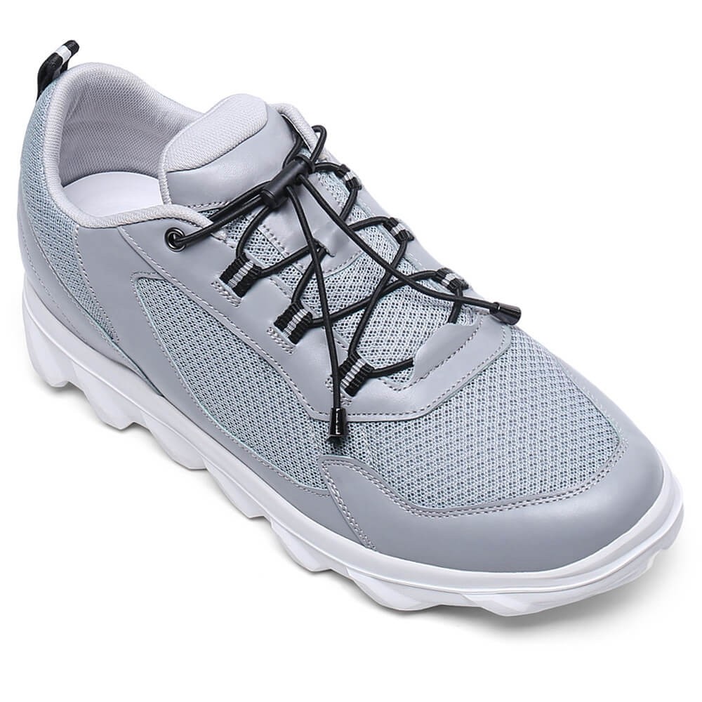 STRIDE Wide Shoes - Height Increasing Hiking Shoes - Shoes To Look Taller - Grey Breathable Sports Shoes For Men 5 CM / 1.95 Inches