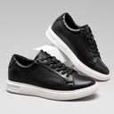 STRIDE Men Height Increase Casual Shoes - Black Cowhide Leather Men Height Increasing Sneakers 5cm / 1.95 Inches