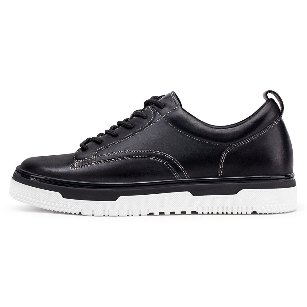 STRIDE Hidden Heel Shoes Mens - Casual Elevator Sneakers - Black Shoes That Make Men Taller 6CM / 2.36 Inches