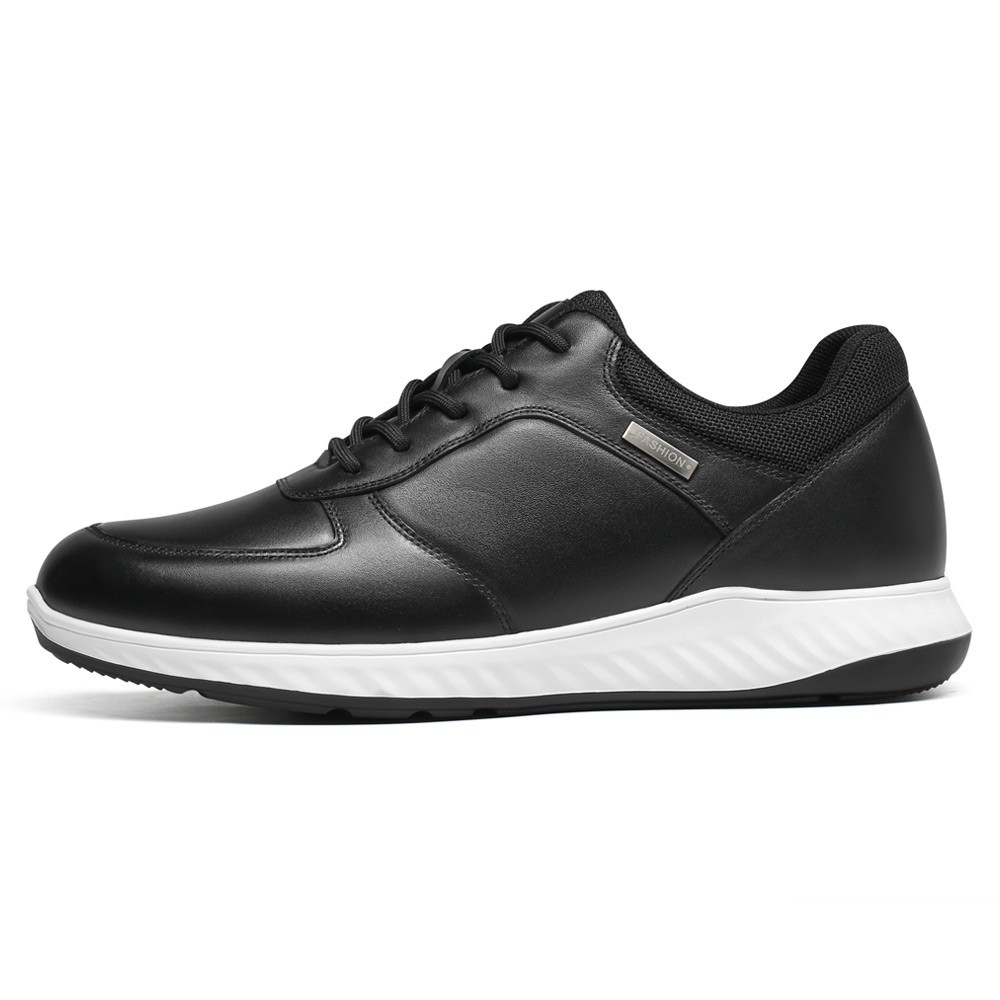 STRIDE Tall Men Shoes Sneakers - Casual Men Leather Black Height Increasing Sneakers 6cm / 2.36 Inches