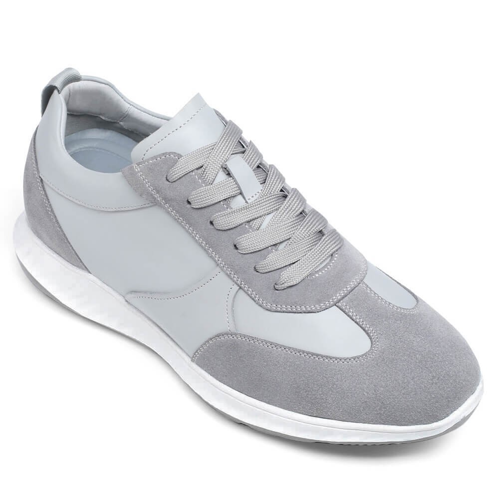STRIDE Tall Men Shoes - Mens Sneakers That Make You Taller - Gray Suede Leather Sneakers 6 CM / 2.36 Inches