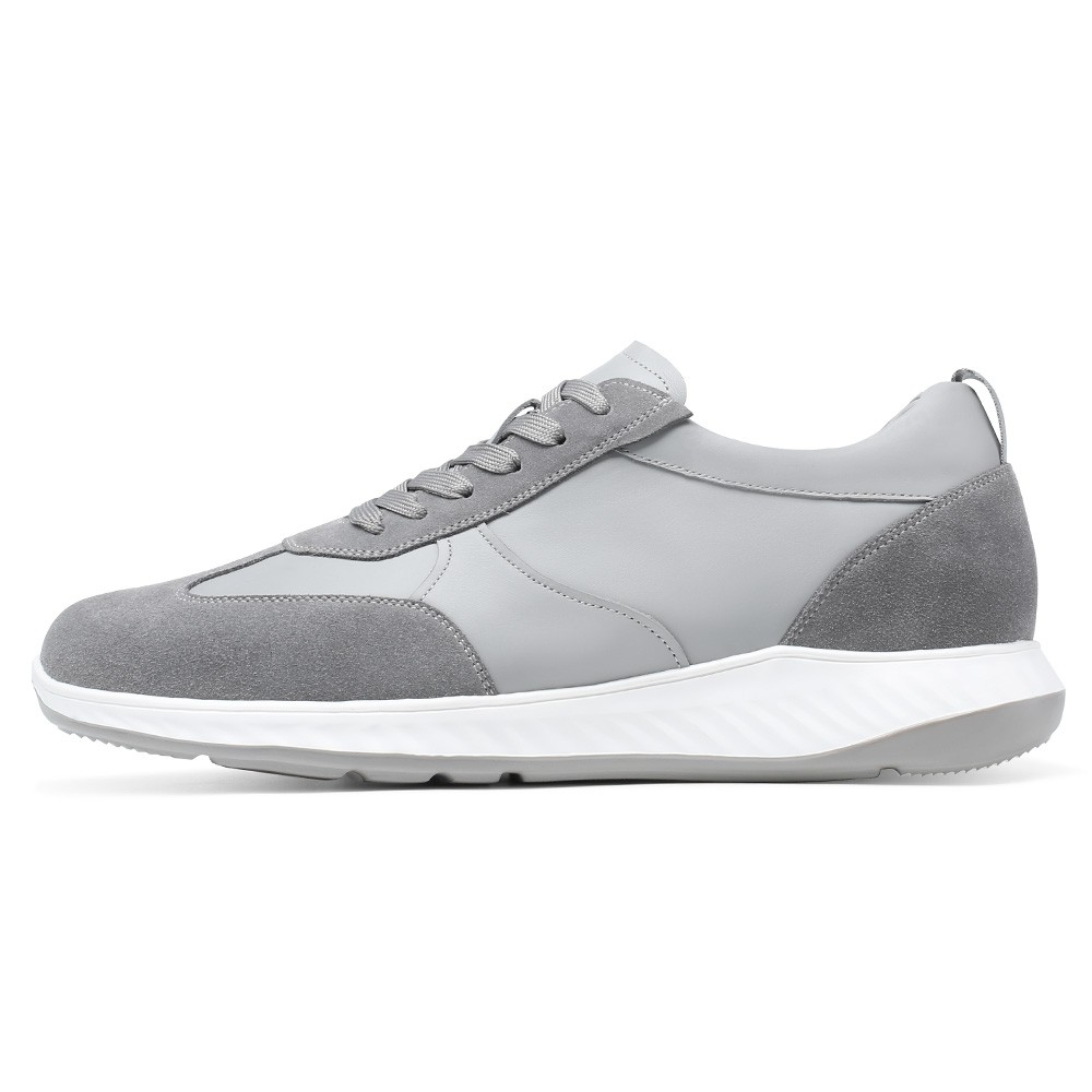 STRIDE Tall Men Shoes - Mens Sneakers That Make You Taller - Gray Suede Leather Sneakers 6 CM / 2.36 Inches