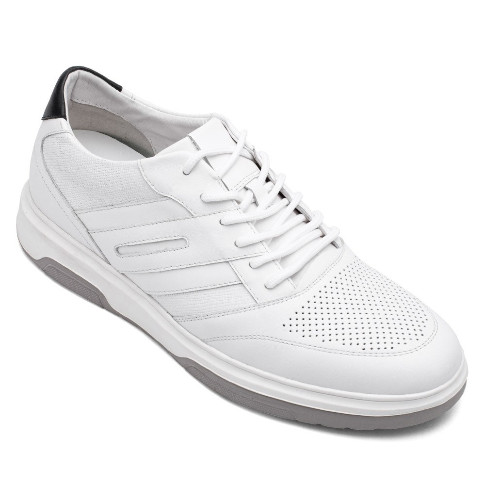 STRIDE Men Raised Shoes - Mens Shoes That Add Height - Casual White Elevator Shoes 6CM / 2.36 Inches