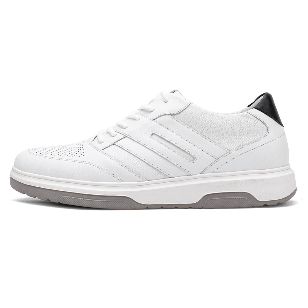 STRIDE Men Raised Shoes - Mens Shoes That Add Height - Casual White Elevator Shoes 6CM / 2.36 Inches