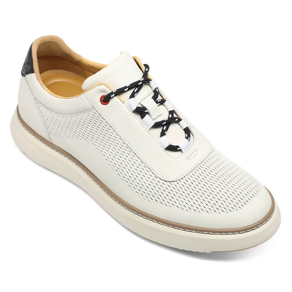 STRIDE High Elevator Shoes - Men's Height Boosting Shoes - Beige Casual Sneakers 6 CM / 2.36 Inches