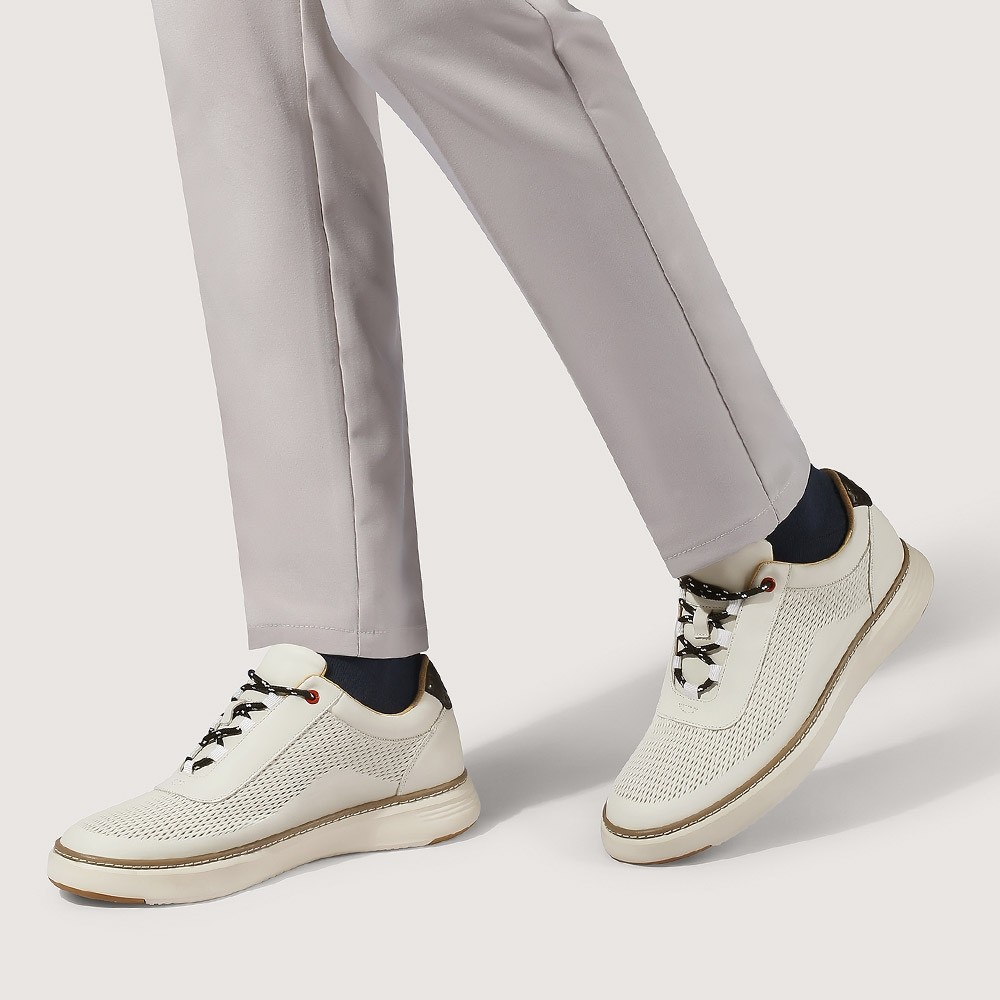 STRIDE High Elevator Shoes - Men's Height Boosting Shoes - Beige Casual Sneakers 6 CM / 2.36 Inches