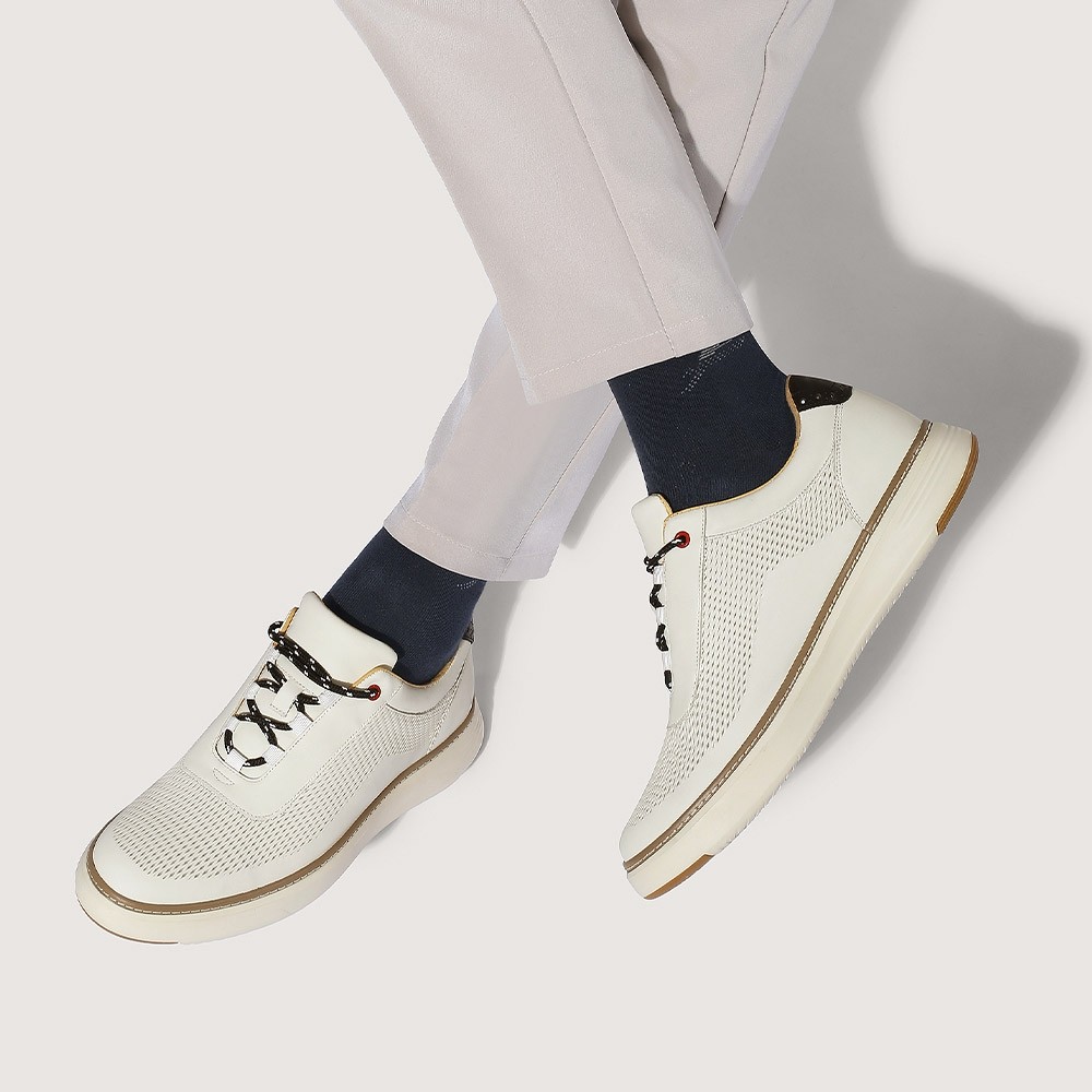 STRIDE High Elevator Shoes - Men's Height Boosting Shoes - Beige Casual Sneakers 6 CM / 2.36 Inches