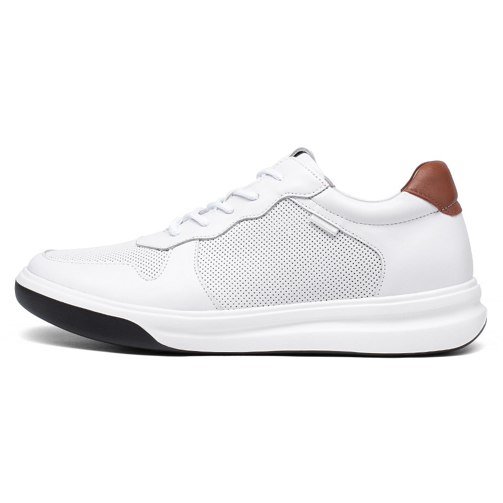STRIDE Men Elevator Sneaker Shoes - White Leather Height Incrasing Sneakers 6cm / 2.36 Inches Taller