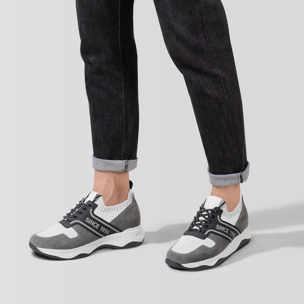 STRIDE Men Elevator Sneakers - Raised Shoes For Men - Knitted Sneakers That Make You Taller 8 CM / 3.15 Inches