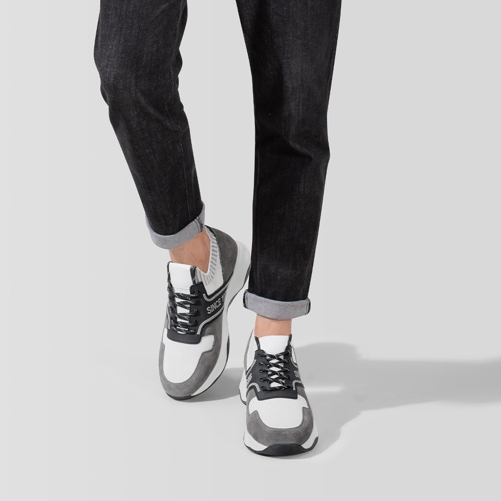 STRIDE Men Elevator Sneakers - Raised Shoes For Men - Knitted Sneakers That Make You Taller 8 CM / 3.15 Inches