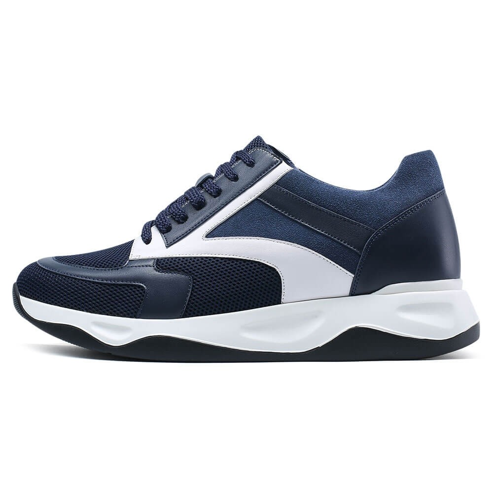 STRIDE Mens Raised Shoes - Height Elevator Shoes - Breathable Blue Sneaker For Men 8CM / 3.15 Inches