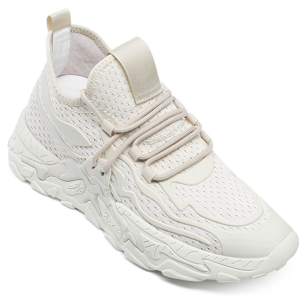STRIDE Sneakers To Look Taller - Height Increase Sports Shoes - Apricot Knit Sneakers 7CM / 2.76 Inches