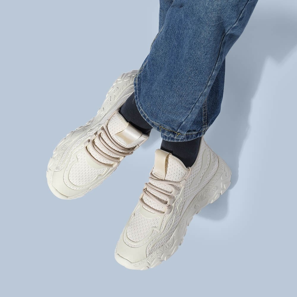 STRIDE Sneakers To Look Taller - Height Increase Sports Shoes - Apricot Knit Sneakers 7CM / 2.76 Inches