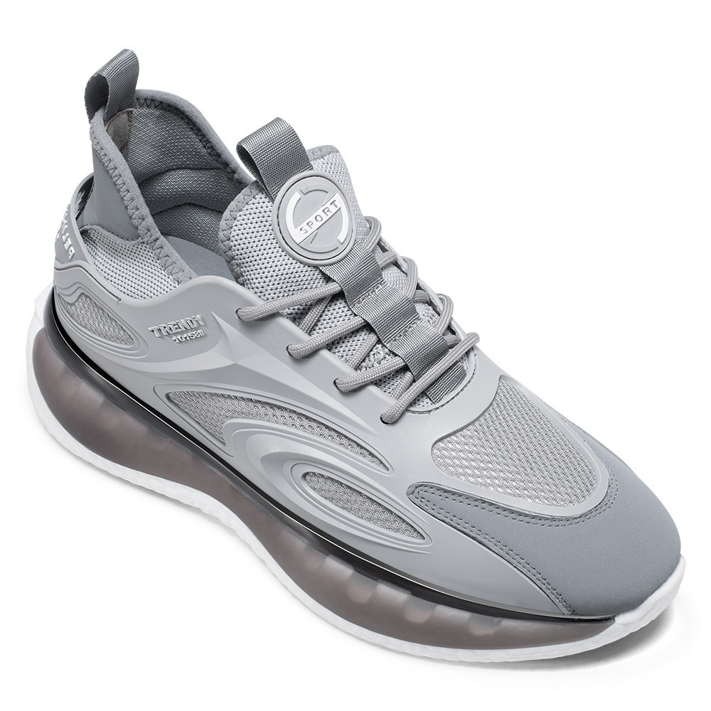 STRIDE Tall Men Shoes - Height Increasing Sneakers - Gray Knitted Fabric Men Sneakers That Make You Taller 7 CM / 2.76 Inches