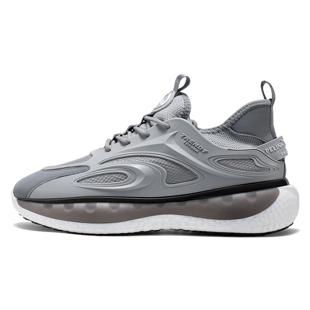 STRIDE Tall Men Shoes - Height Increasing Sneakers - Gray Knitted Fabric Men Sneakers That Make You Taller 7 CM / 2.76 Inches
