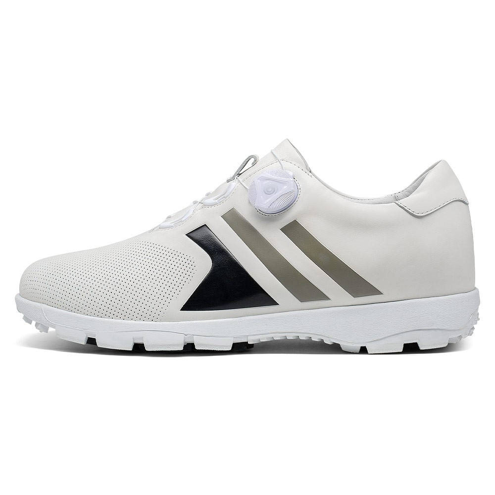 STRIDE Tall Men Shoes - Golf Elevator Trainers - White Rotating Wire Shoe Buckle Men Spikeless Golf Shoes 7 CM / 2.76 Inches