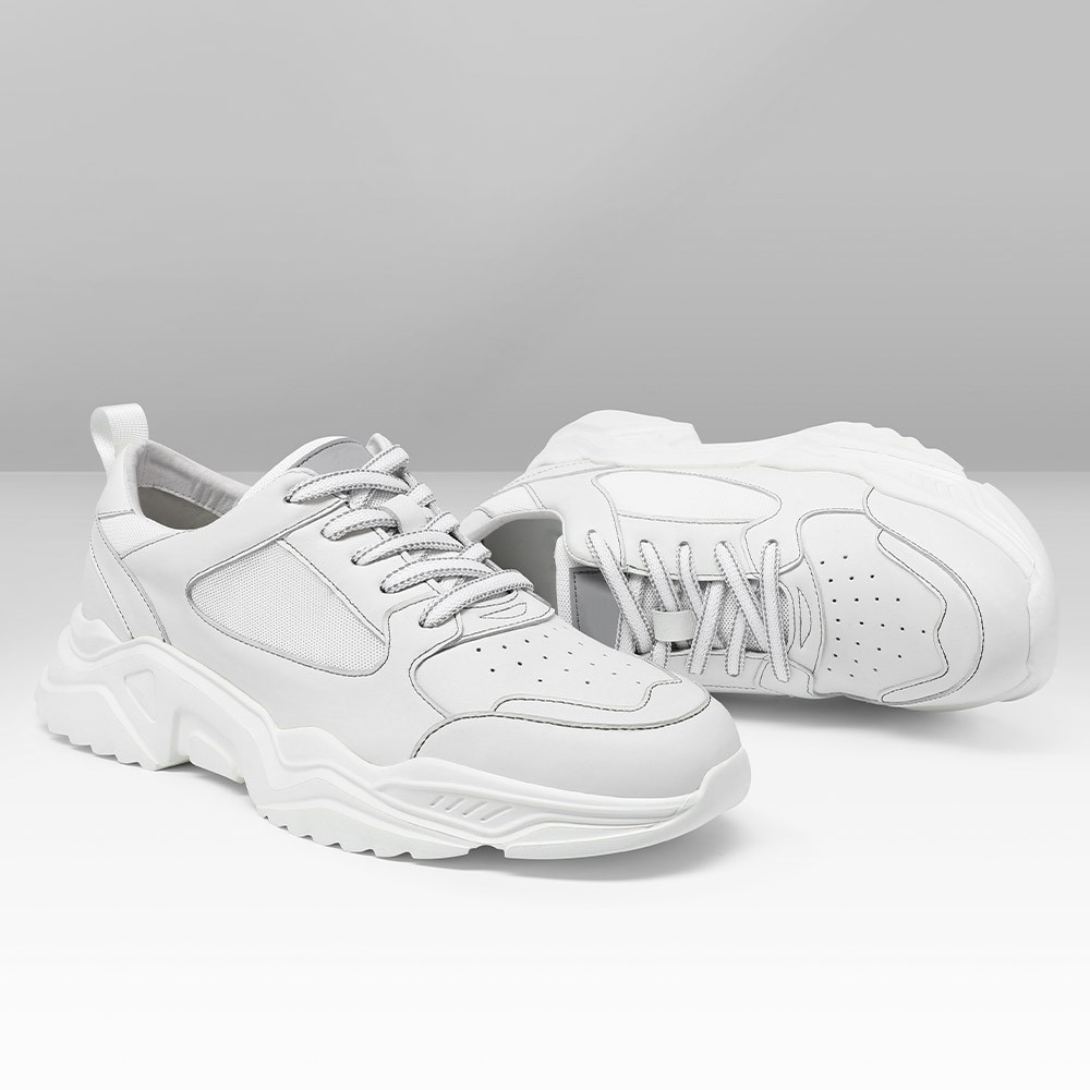 STRIDE Height Increasing Sneakers For Men - Sneakers Increase Height - Men White Sneakers 7 CM / 2.76 Inches