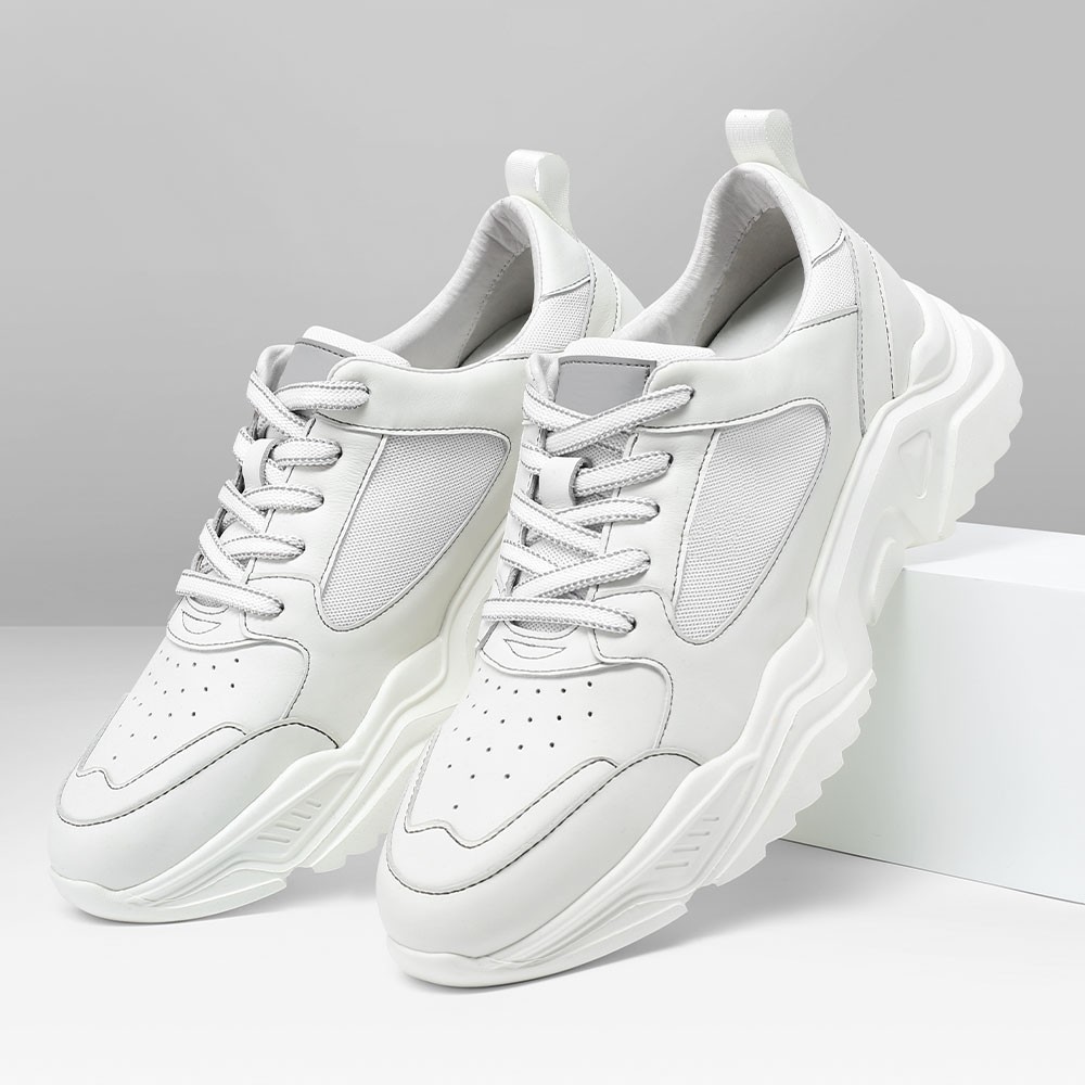 STRIDE Height Increasing Sneakers For Men - Sneakers Increase Height - Men White Sneakers 7 CM / 2.76 Inches