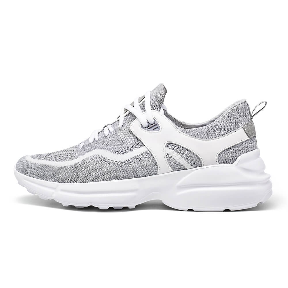STRIDE Lightweight Elevator Shoes - Gray/White Height Increasing Sneakers For Men 7CM / 2.76 Inches