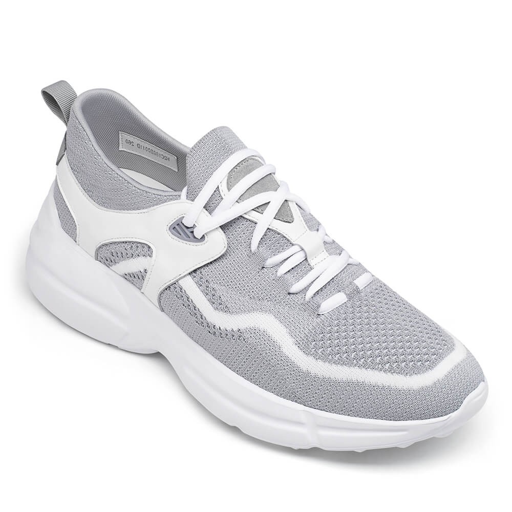 STRIDE Lightweight Elevator Shoes - Gray/White Height Increasing Sneakers For Men 7CM / 2.76 Inches