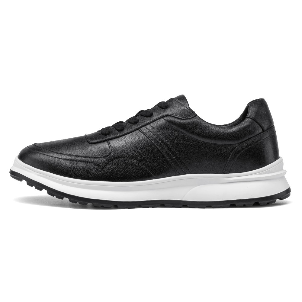 STRIDE Height Increasing Sneakers - Taller Shoes For Men - Black Leather Elevator Sneakers 7 CM / 2.76 Inches Taller