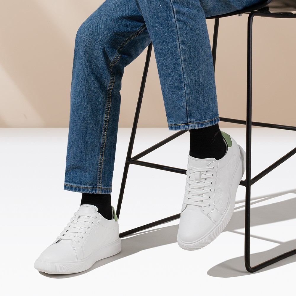 STRIDE Height Increasing Sneakers - Shoes To Increase Height Men - White Casual Sneakers 7cm / 2.76 Inches