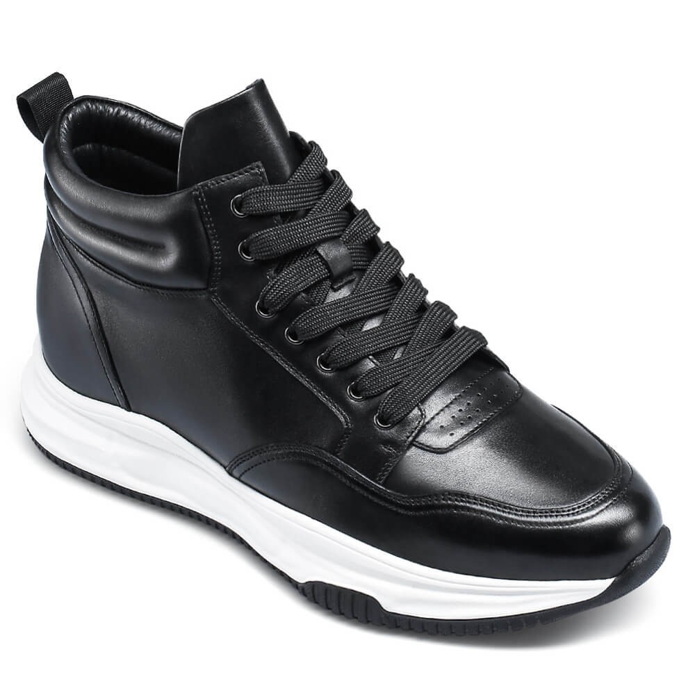 STRIDE Men Taller Shoes - Sneakers That Make You Taller - Black High Top Sneakers 7cm / 2.76 Inches