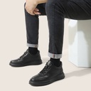 STRIDE Taller Sneakers - Mens Elevator Shoes - Black Leather Casual Sneakers 6cm / 2.36 Inches