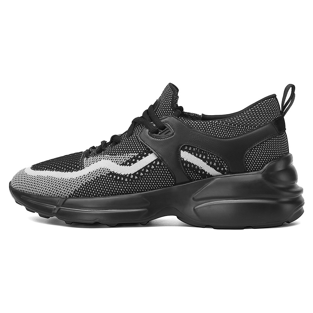 STRIDE Lightweight Elevator Shoes - Black Height Increasing Sneakers For Men 7CM / 2.76 Inches