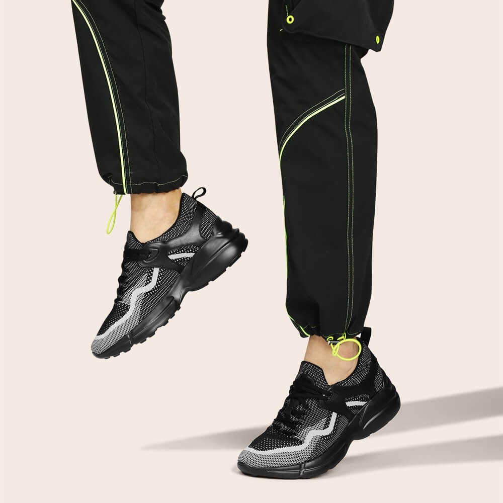 STRIDE Lightweight Elevator Shoes - Black Height Increasing Sneakers For Men 7CM / 2.76 Inches