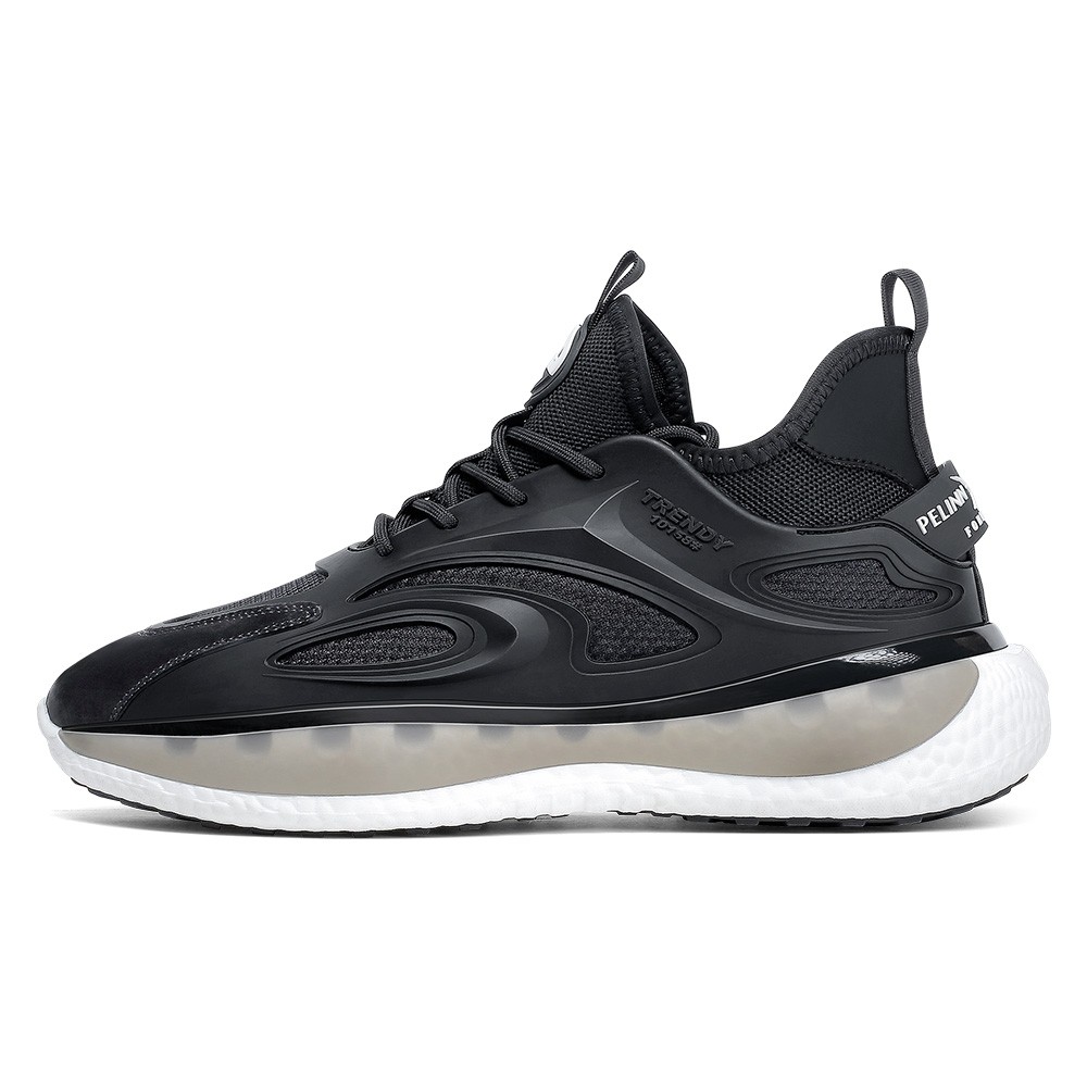STRIDE Tall Men Shoes - Height Increasing Sneakers - Black Knitted Fabric Men Sneakers That Make You Taller 7 CM / 2.76 Inches