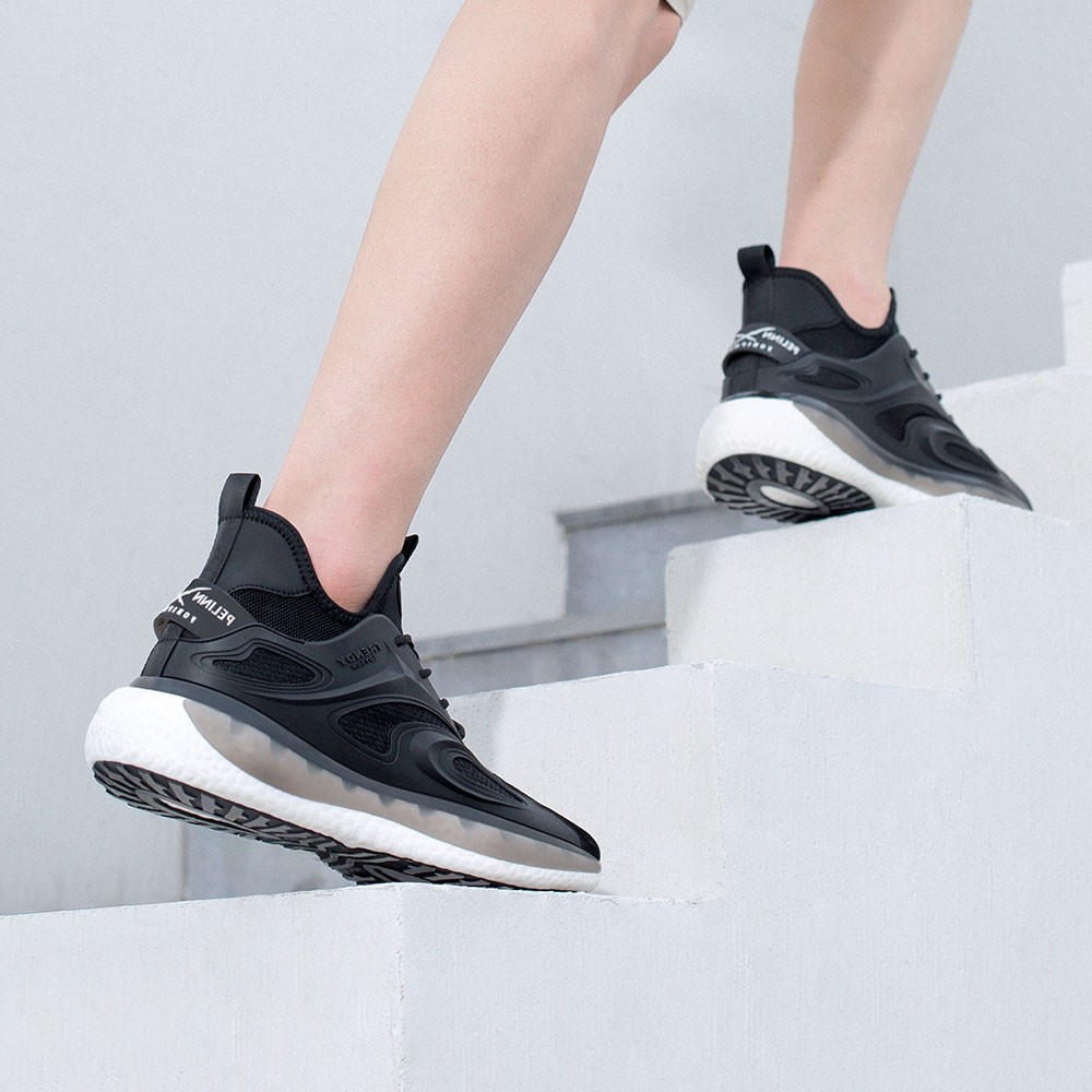 STRIDE Tall Men Shoes - Height Increasing Sneakers - Black Knitted Fabric Men Sneakers That Make You Taller 7 CM / 2.76 Inches