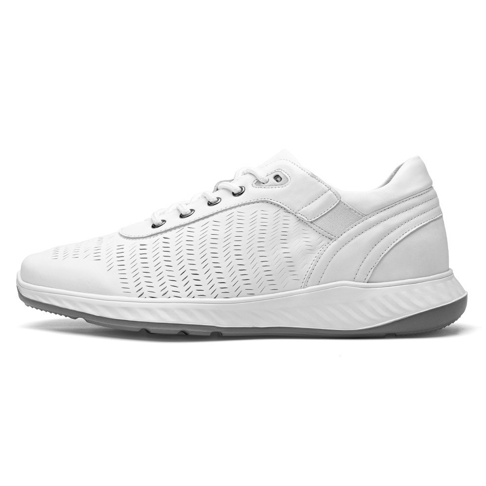 STRIDE Height Increasing Casual Shoes - Mens Sneakers That Make You Taller - White Leather Elevator Sports Shoes 6 CM / 2.36 Inches
