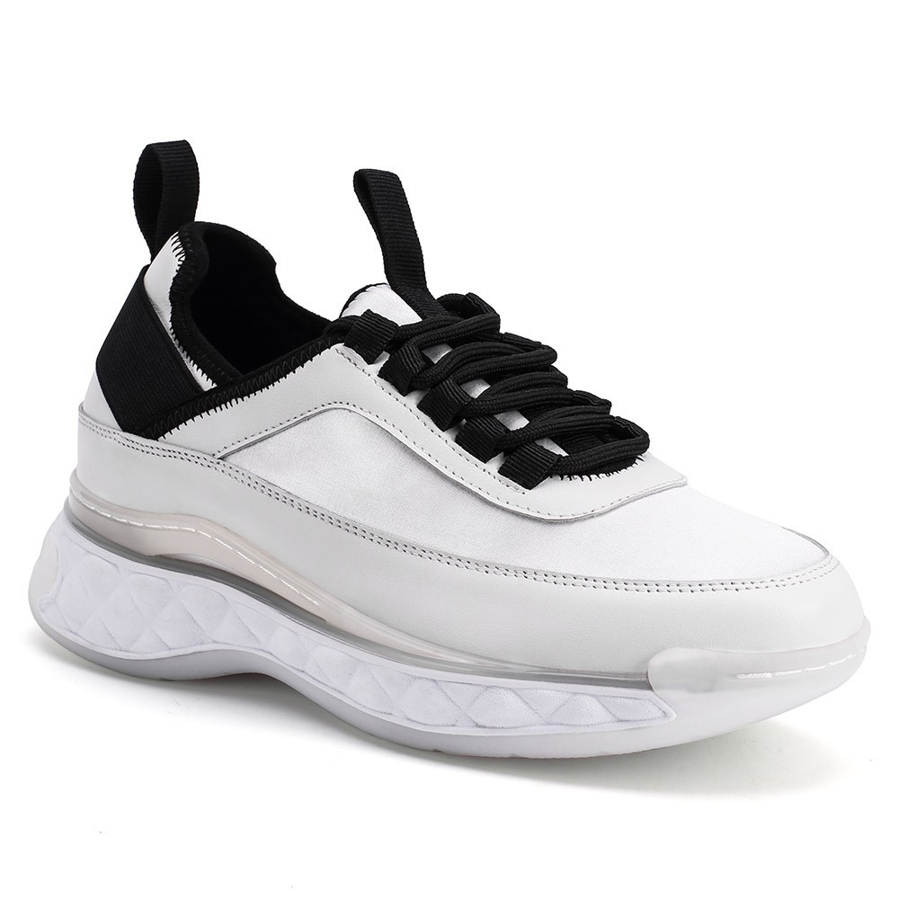 STRIDE Women Height Insoles Sneakers- Calfskin Meta White 8CM / 3.15 Inches Taller
