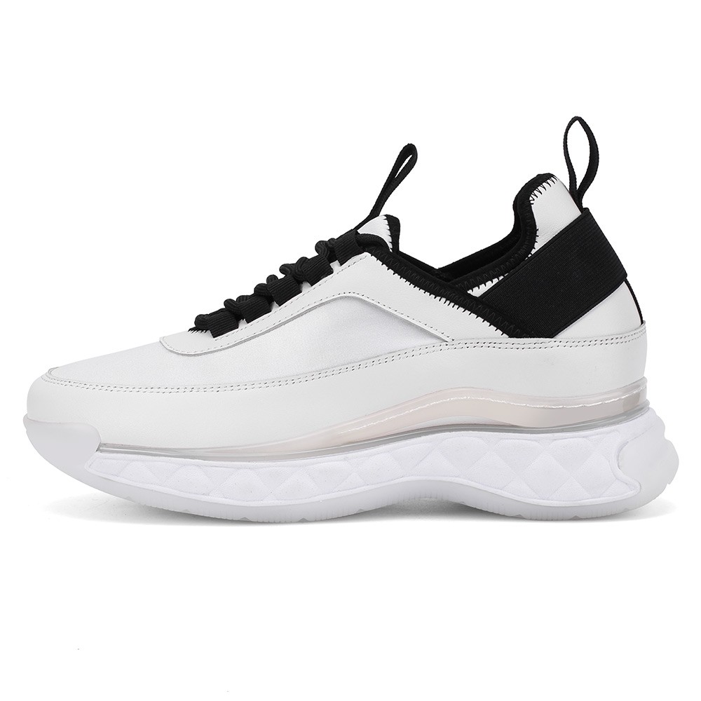 STRIDE Women Height Insoles Sneakers- Calfskin Meta White 8CM / 3.15 Inches Taller