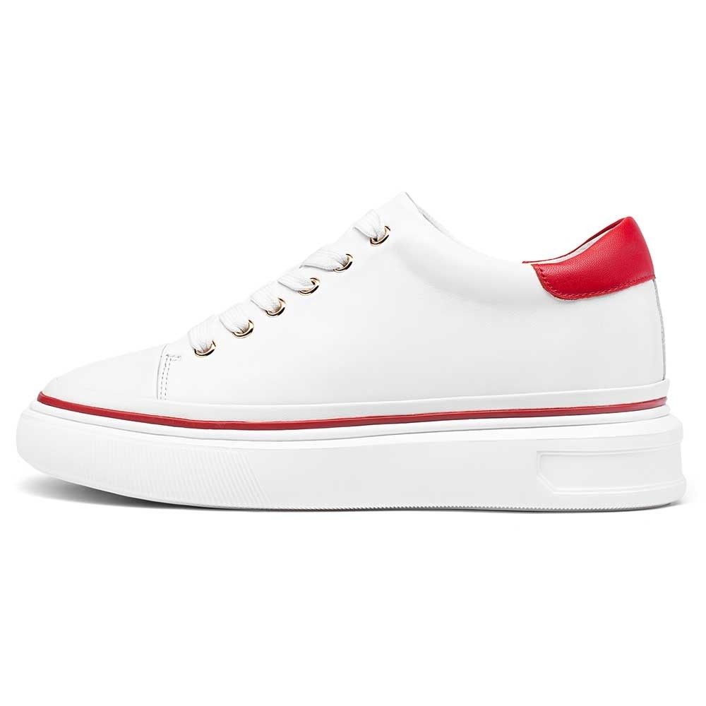 STRIDE Height Increasing Sports Shoes - Elevator Shoes Sneakers Women - White Leather Sneakers 7 CM / 2.76 Inches