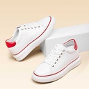 STRIDE Height Increasing Sports Shoes - Elevator Shoes Sneakers Women - White Leather Sneakers 7 CM / 2.76 Inches