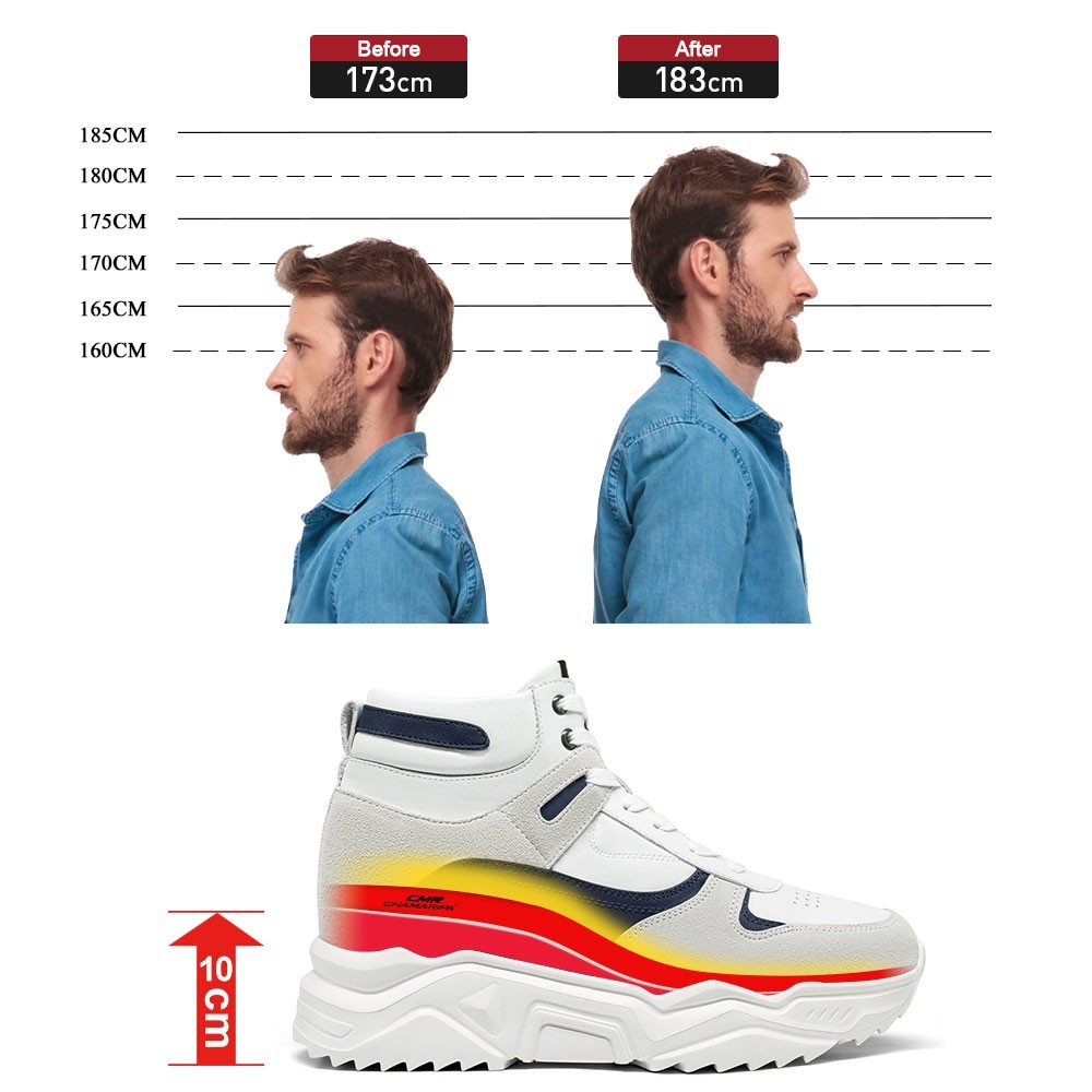 STRIDE Height Increasing Shoes For Men - Shoe Lifts To Increase Height - Men Suede High Top Sneakers 10 CM / 3.94 Inches