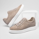 STRIDE Elevator Shoes Suede Leather Apricot Sneakers That Add Height 6 CM / 2.36 Inches