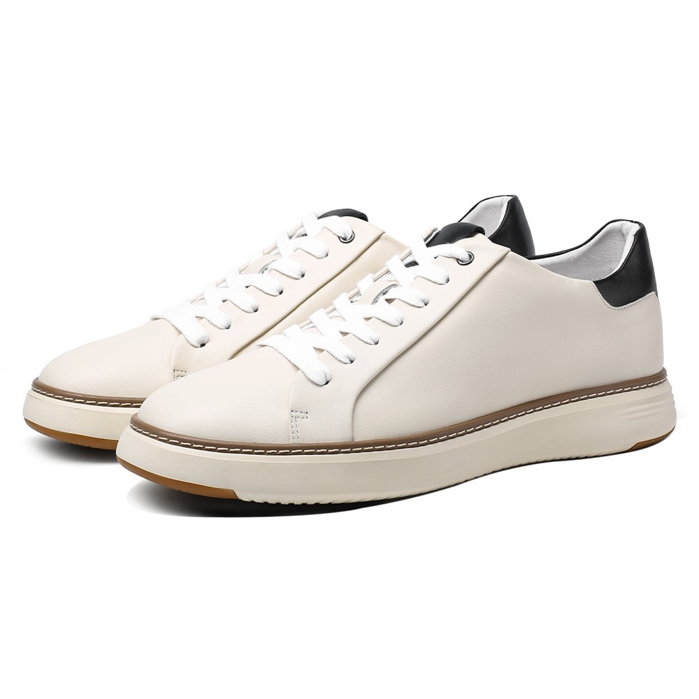 STRIDE Height Increasing Sneakers - Shoe Lifts To Increase Height - Beige Men's Casual Sneakers 6CM / 2.36 Inches (37)