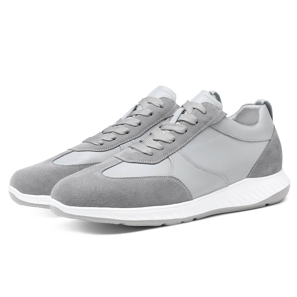STRIDE Tall Men Shoes - Mens Sneakers That Make You Taller - Gray Suede Leather Sneakers 6 CM / 2.36 Inches (37)