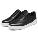 STRIDE Elevator Shoes Sneakers - Men Casual Black Leather Sneakers 5cm / 1.95 Inches