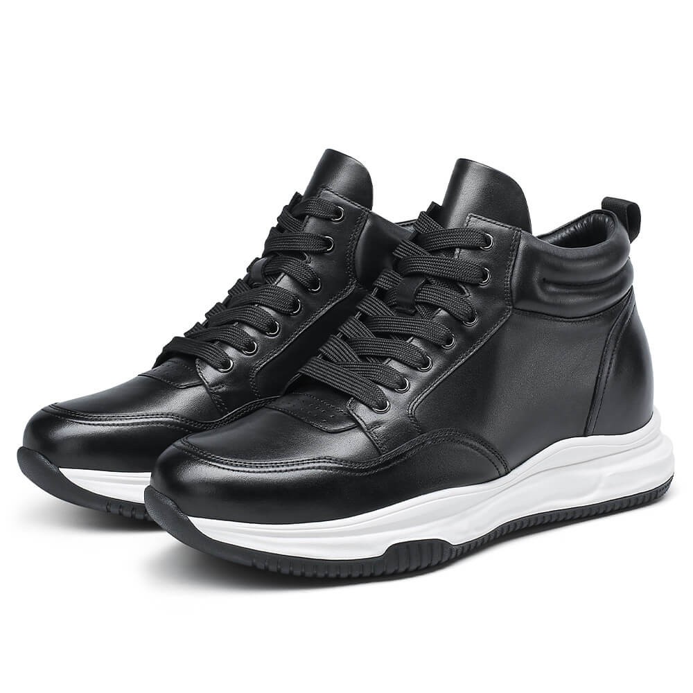 STRIDE Men Taller Shoes - Sneakers That Make You Taller - Black High Top Sneakers 7cm / 2.76 Inches