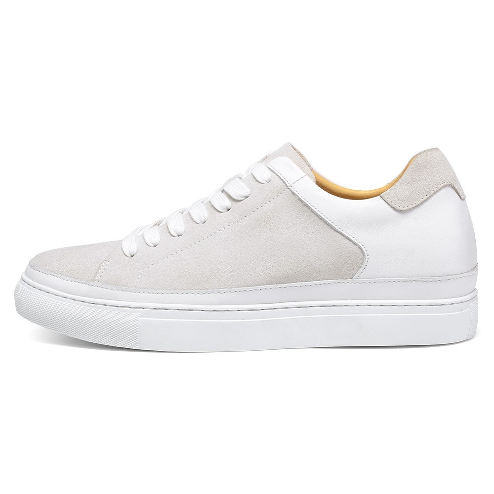 STRIDE Height Increasing Shoes For Men Casual Elevator Shoes White Suede Casual Sneakers 7CM / 2.76 Inches Taller