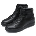 STRIDE Height Increasing Sneakers - Men Leather High Top Sneakers - Black - 7 CM / 2.76 Inches Taller