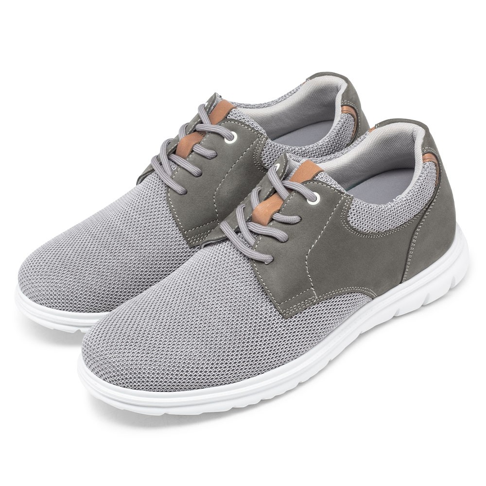 STRIDE Men Elevator Shoes Gray Mesh Casual Shoes For Short Men That Make You 7CM / 2.76 Inches Taller