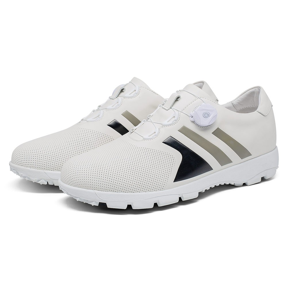 STRIDE Tall Men Shoes - Golf Elevator Trainers - White Rotating Wire Shoe Buckle Men Spikeless Golf Shoes 7 CM / 2.76 Inches