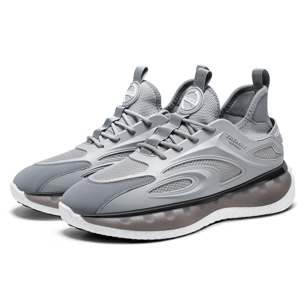 STRIDE Tall Men Shoes - Height Increasing Sneakers - Gray Knitted Fabric Men Sneakers That Make You Taller 7 CM / 2.76 Inches